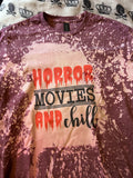 Horror movies and chill bleached shirt