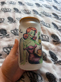 Frankenstein pinup 16oz frosted glass tumbler