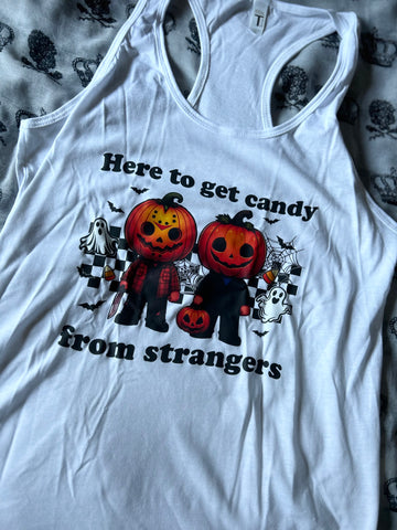 Candy from strangers racerback tank top