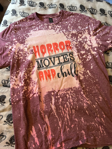 Horror movies and chill bleached shirt