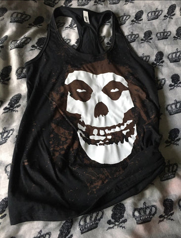 Skull bleached racerback tank top