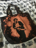 Leather face bleached tote bag