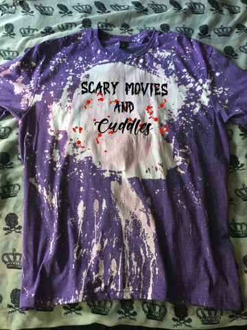 Scary movies and cuddles bleached shirt