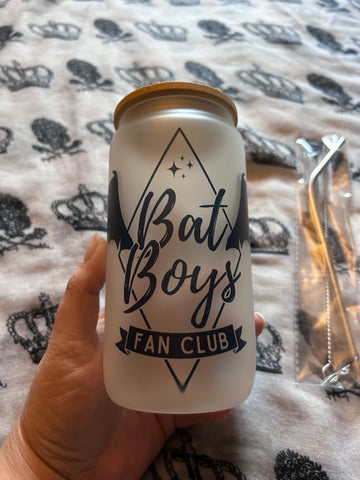 Bat boy fan club 16oz frosted glass tumbler