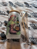 Frankenstein pinup 16oz frosted glass tumbler