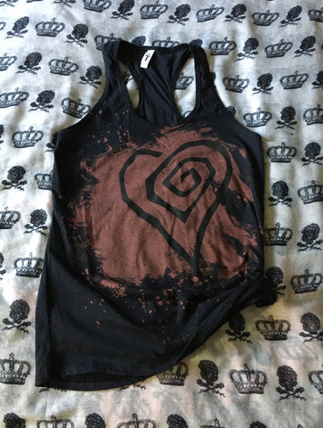 Heart bleached racerback tank top