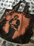 Leather face bleached tote bag