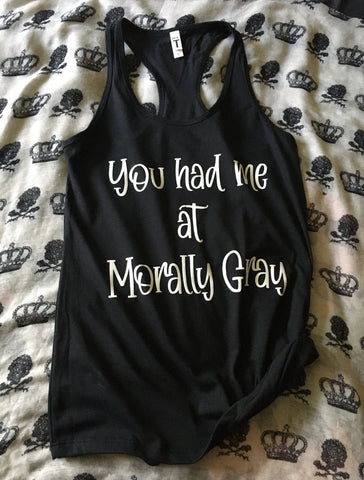 Morally gray ￼racerback tank top