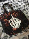 Middle finger skeleton bleached tote bag