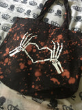 skeleton heart bleached tote bag