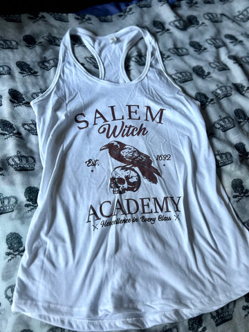 Salem witch academy racerback tank top