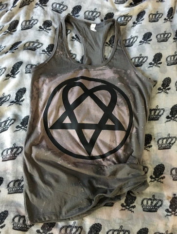 Heartagram bleached racerback tank top