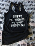 Rated R ￼racerback tank top